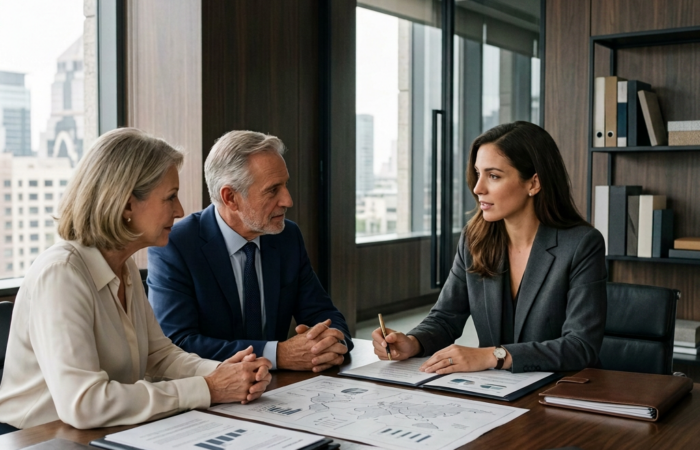 Mão de mulher e cofrinho branco para economizar dinheiro para o orçamento do conceito de residência financeiro