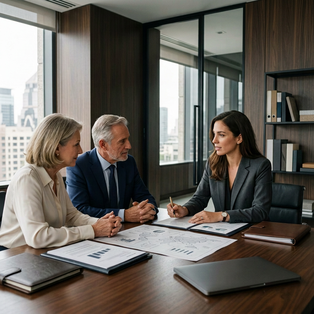 Mão de mulher e cofrinho branco para economizar dinheiro para o orçamento do conceito de residência financeiro